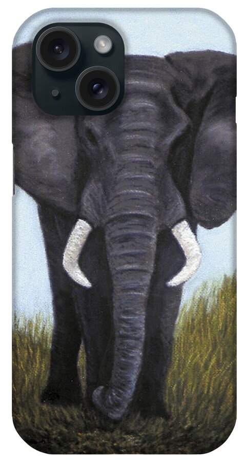 Elephant iPhone Case featuring the painting Elephant by Karen Zuk Rosenblatt