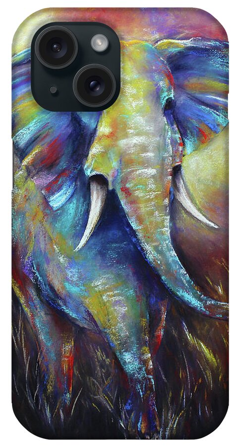 Elephant iPhone Case featuring the pastel Elephant by Patricia Lintner
