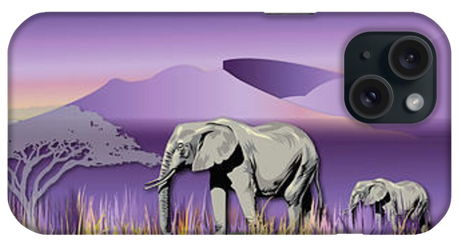 Digital iPhone Case featuring the digital art Elephantland No. 2 by Henrik Bakmann