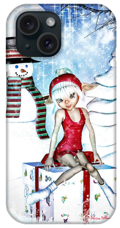 Christmas iPhone Case featuring the digital art Elfin Winter Holidays by Alicia Hollinger