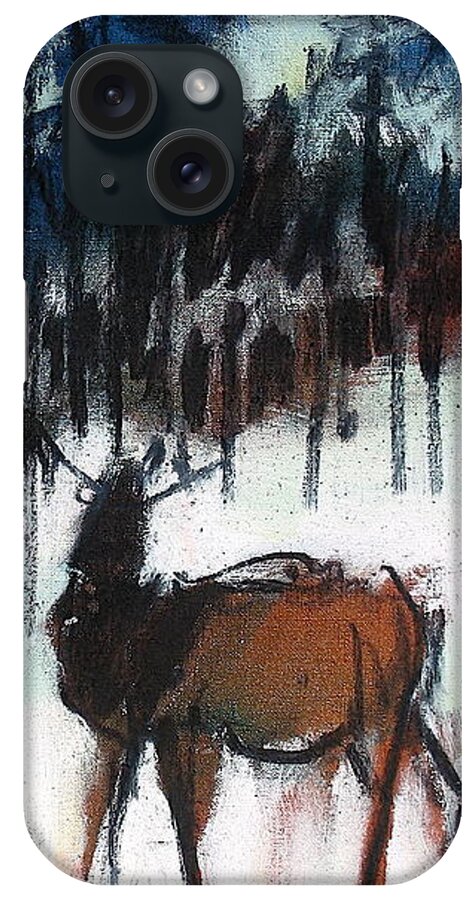 Painting iPhone Case featuring the painting Elk by Les Leffingwell