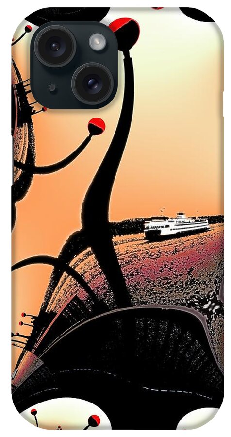 Seattle iPhone Case featuring the digital art Elliott Bay Ferry Fractal by Tim Allen