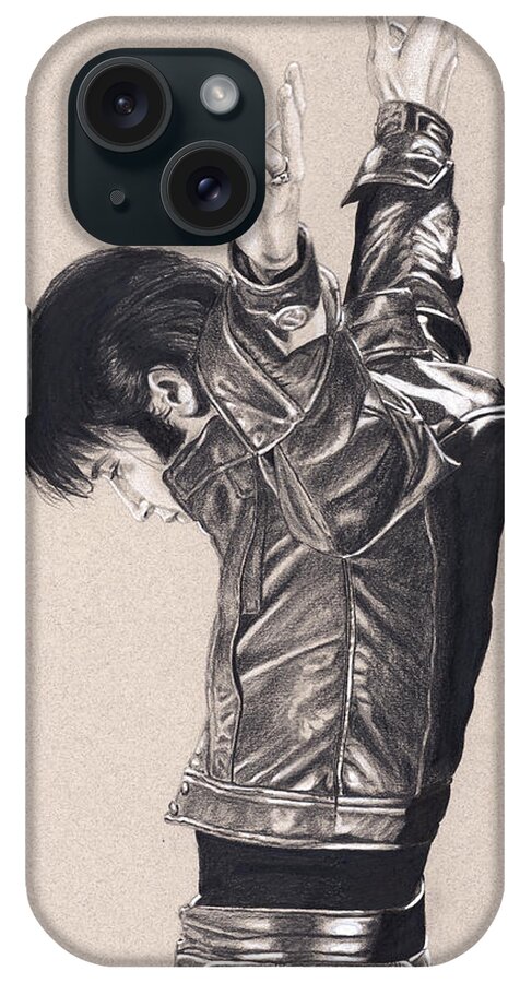 Elvis iPhone Case featuring the drawing Elvis in Charcoal #174, No title by Rob De Vries