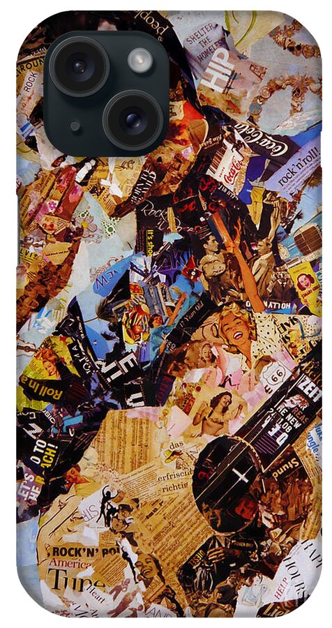 Elvis Presley iPhone Case featuring the painting Elvis Presley Collage art by Gull G