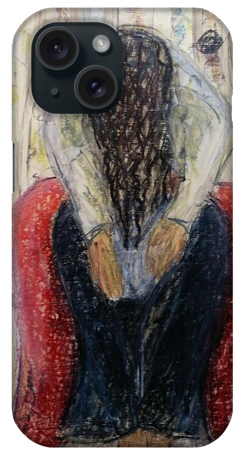 Red iPhone Case featuring the painting Embrace I by Bachmors Artist