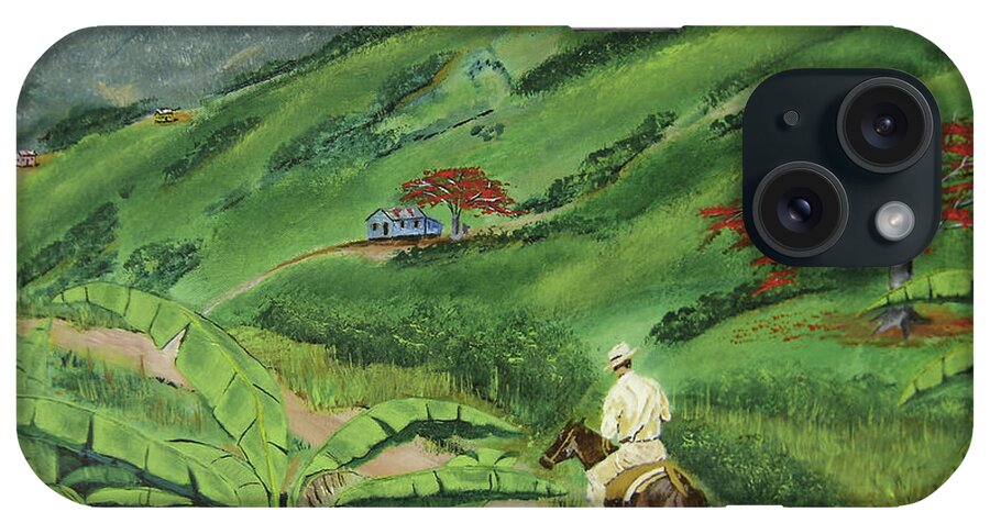 Man On Horseback iPhone Case featuring the painting En El Campo A Caballo by Luis F Rodriguez