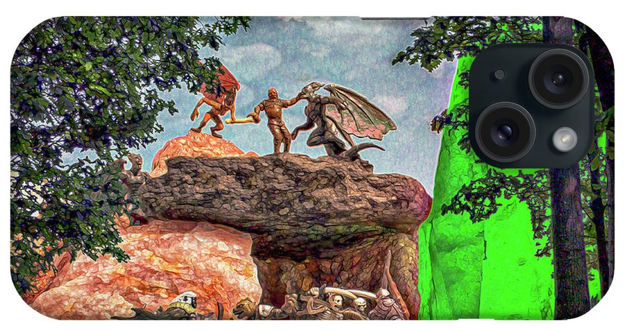  Fractalized iPhone Case featuring the photograph Epic Encounters DnD Warriors vs Crystal Cave Demons by Gregg Ott