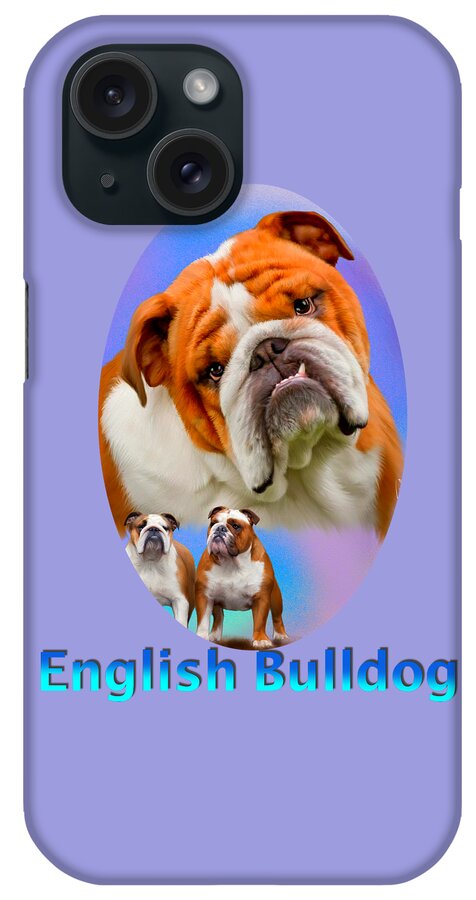 English Bulldog iPhone Case featuring the painting English Bulldog With Border by Becky Herrera