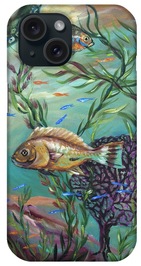 Coral Reef iPhone Case featuring the painting Entangled Right by Linda Olsen