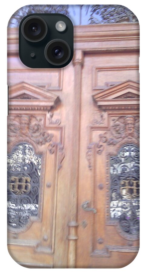 Door iPhone Case featuring the photograph Entrance to the National Bank of Serbia by Anamarija Marinovic