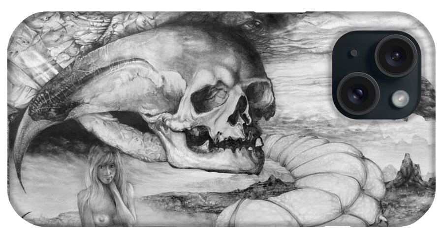 Art Of The Mystic iPhone Case featuring the drawing Eros Thanatos by Otto Rapp