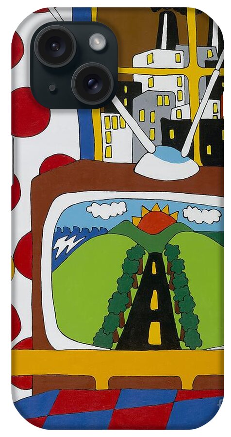 Tv Set iPhone Case featuring the painting Escape by Rojax Art