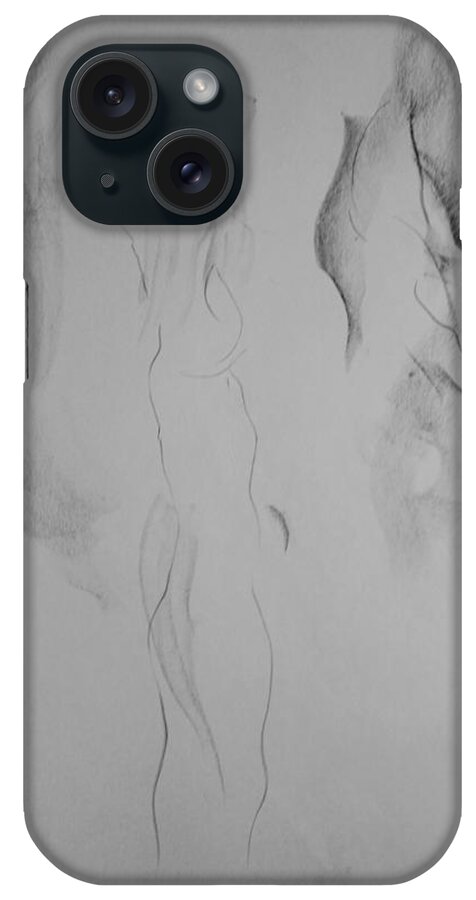 Life Model Sketch iPhone Case featuring the drawing Esq 2015-10-02-1 by Jean-Marc Robert