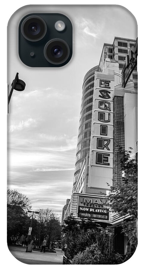 Theatre iPhone Case featuring the photograph Esquire Theatre black and white by Janet Kopper