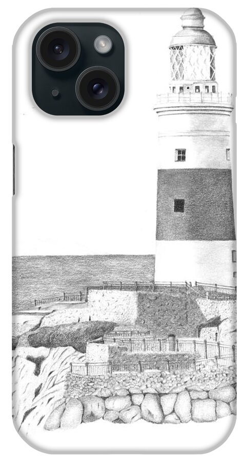 Lighthouse iPhone Case featuring the drawing Europa Point Lighthouse by Patricia Hiltz
