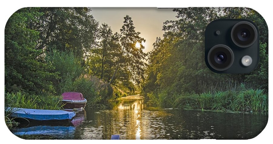 Boats iPhone Case featuring the photograph Evening in Loosdrecht by Frans Blok