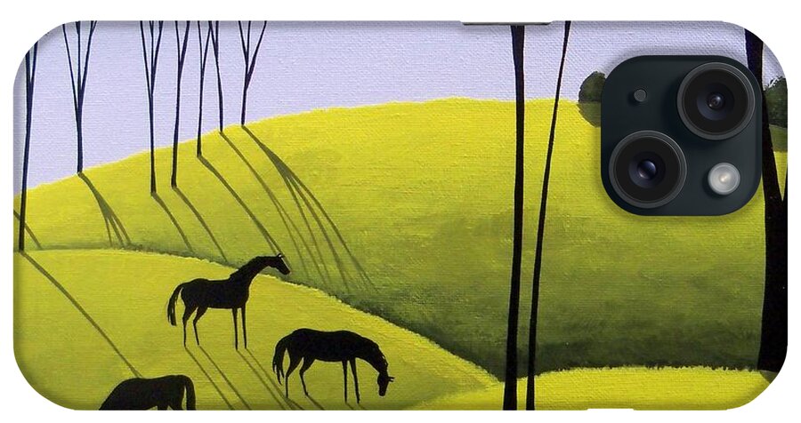 Art iPhone Case featuring the painting Evening Shadows - country landscape horses by Debbie Criswell