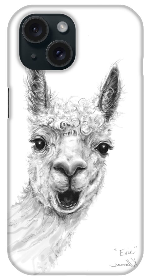 Llama Art iPhone Case featuring the drawing Evie by Kristin Llamas