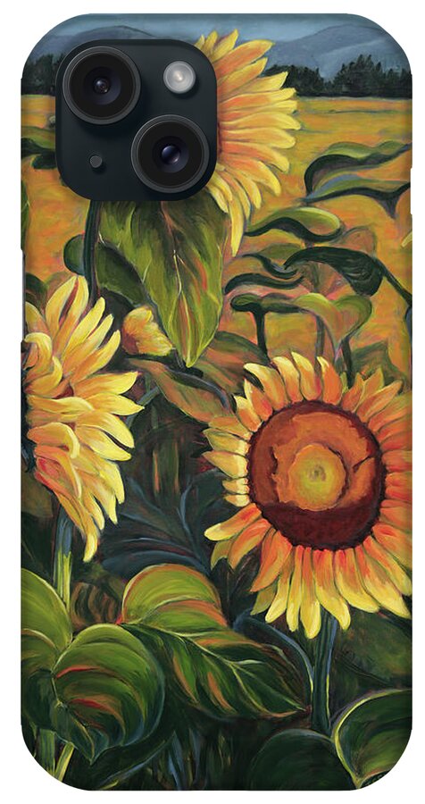Sunflowers iPhone Case featuring the painting Evocation by Trina Teele