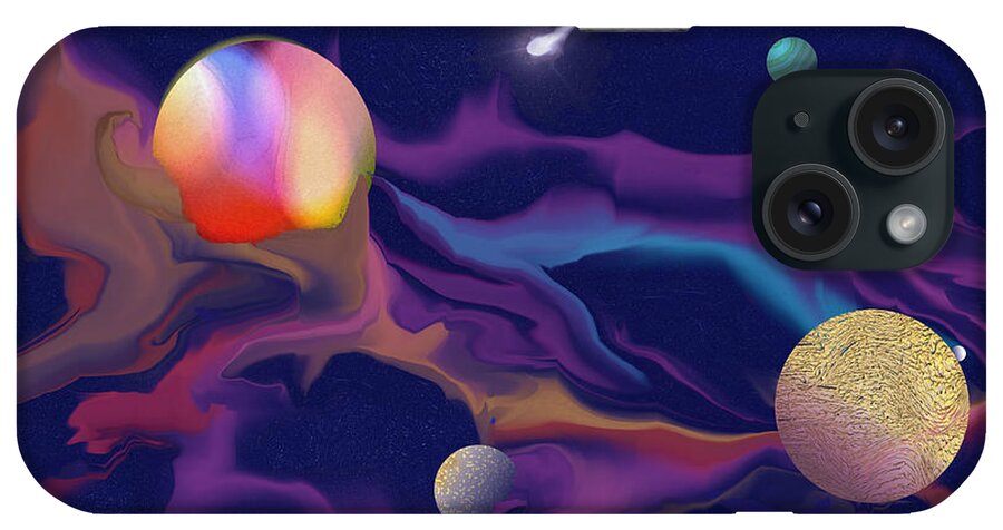 Cosmos iPhone Case featuring the digital art Exotic Worlds 2 by Kae Cheatham