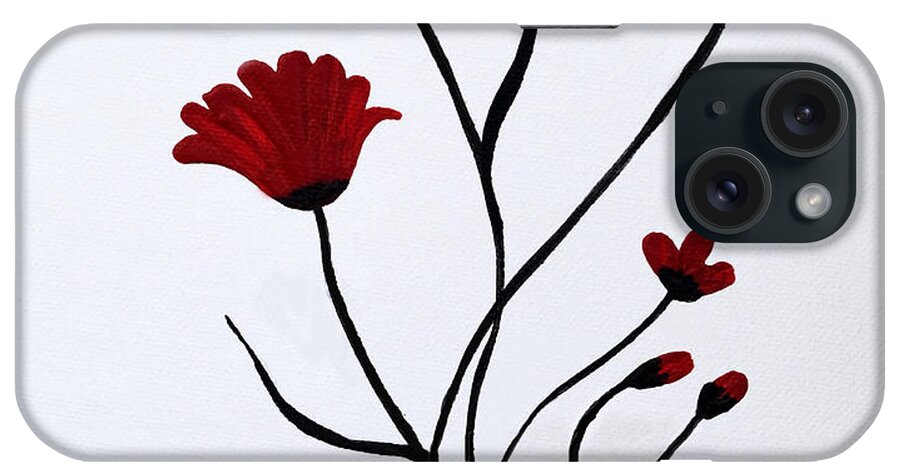 Abstract iPhone Case featuring the painting Expressive Abstract Poppies A61516 by Mas Art Studio