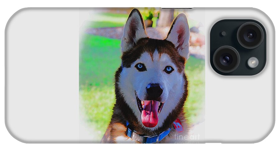 Masartstudio iPhone Case featuring the digital art Expressive Siberian Husky A62117D by Mas Art Studio