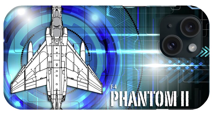 F4 iPhone Case featuring the digital art F4 Phantom Blueprint by Airpower Art