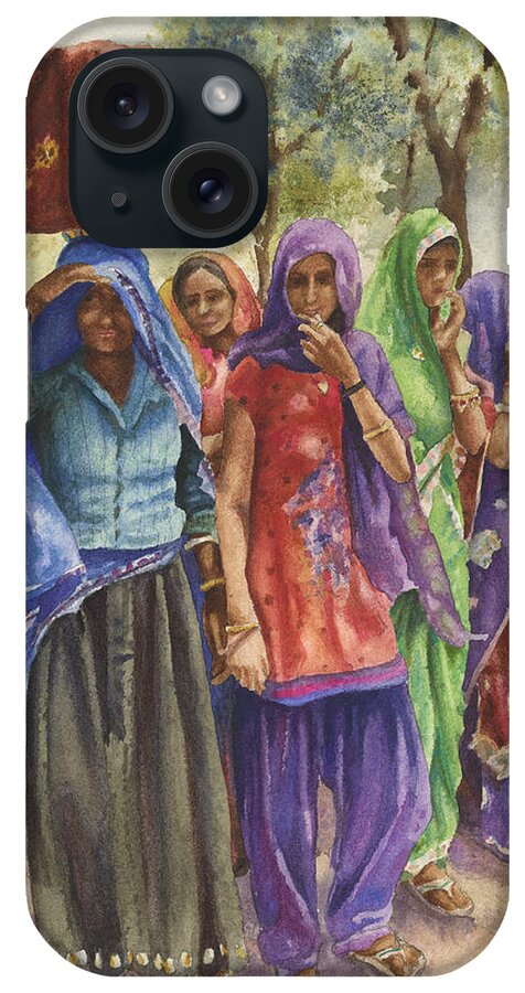 Indian Women Painting iPhone Case featuring the painting Faces from Across the World by Anne Gifford