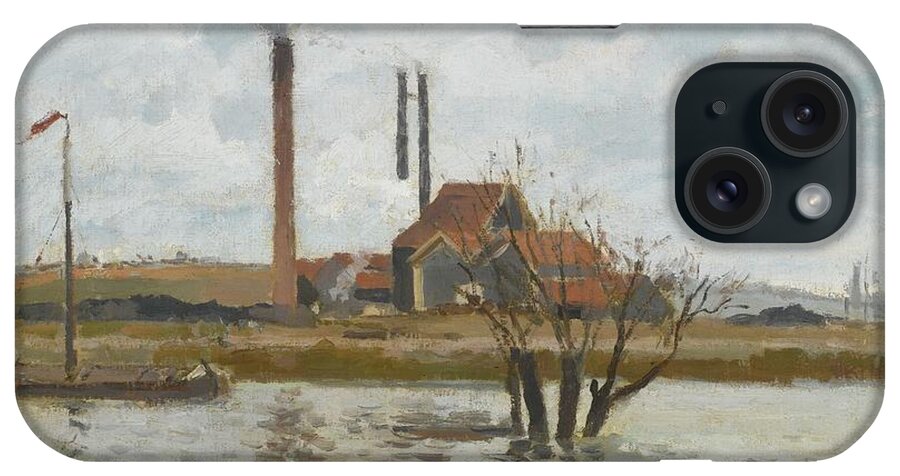 Camille Pissarro 1830 - 1903 Factory In Saint-ouen-alms iPhone Case featuring the painting Factory In Saint by Camille Pissarro