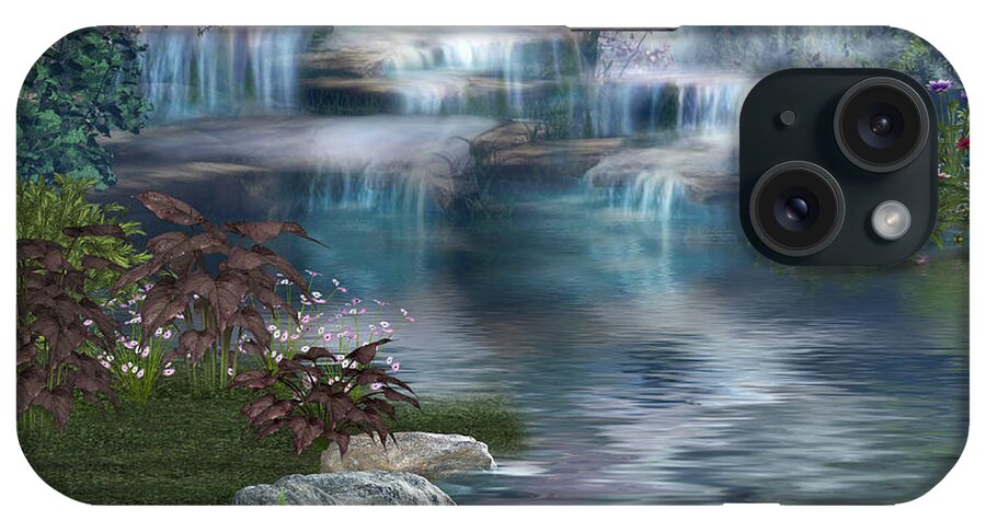 Graphics iPhone Case featuring the digital art Fairies Hidden Lake by Digital Art Cafe