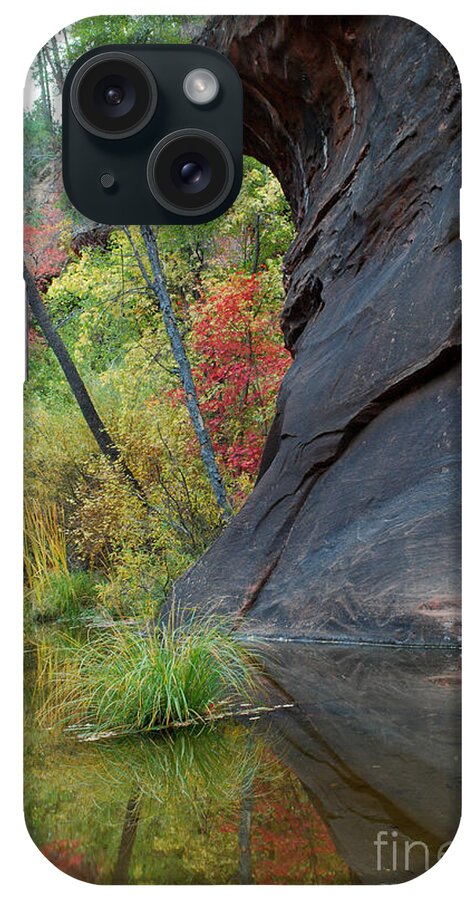 Landscape iPhone Case featuring the photograph Fall Colors Peek Around Mountain Vertical by Heather Kirk