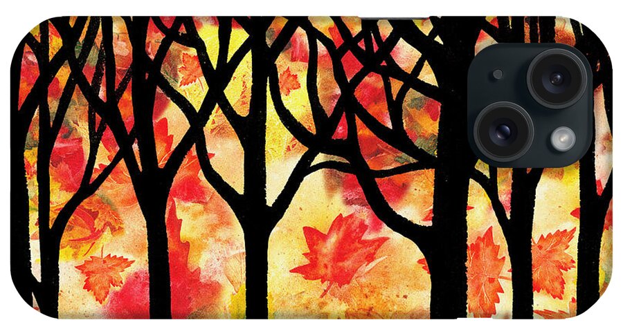Fall In The Forest iPhone Case featuring the painting Fall In The Forest by Irina Sztukowski
