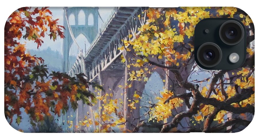 Portland iPhone Case featuring the painting Fall St Johns by Karen Ilari
