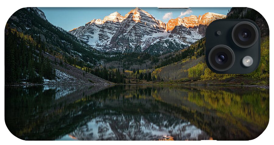 Maroon Bells iPhone Case featuring the photograph Fall Sunrise at Maroon Bells by James Udall