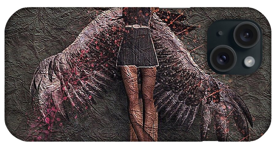 Fallen iPhone Case featuring the mixed media Fallen Angel #2 by Barbara Milton