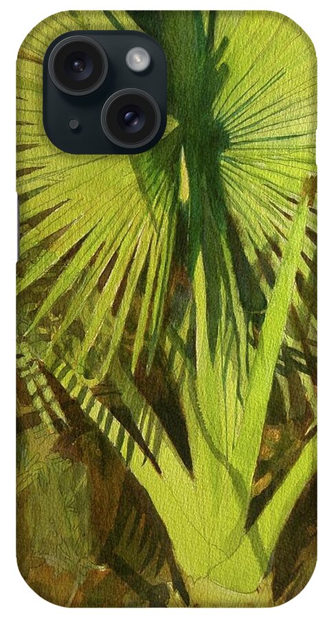 Walt Maes iPhone Case featuring the painting Fan palm in it's glory by Walt Maes
