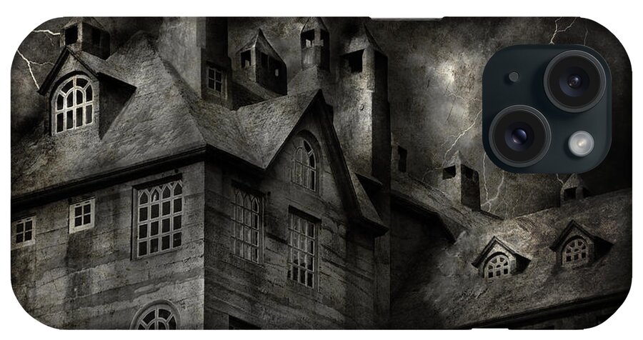 Halloween iPhone Case featuring the photograph Fantasy - Haunted - It was a dark and stormy night by Mike Savad