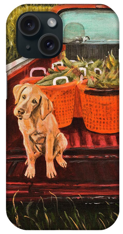 Dog iPhone Case featuring the painting Farm Dog by Jackie MacNair