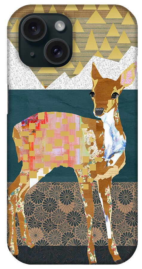 Fawn Collage iPhone Case featuring the mixed media Fawn Collage by Claudia Schoen