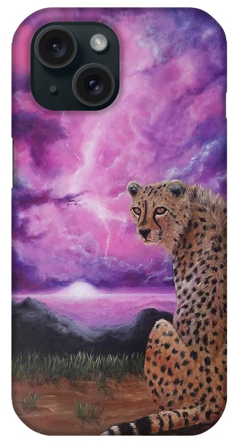 Cheetah iPhone Case featuring the painting Fearless by Christie Minalga