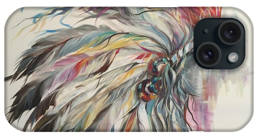 Indian iPhone Case featuring the painting Feather Hawk by Heather Roddy