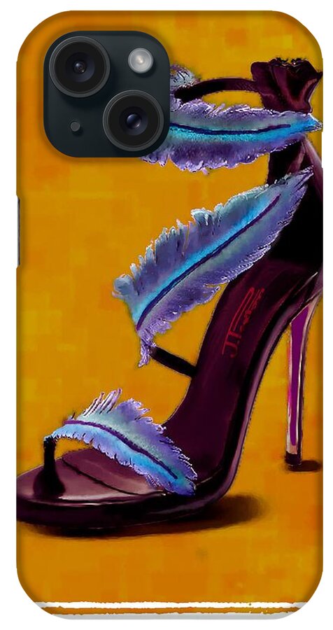 Footwear iPhone Case featuring the painting Feathered Evening shoe by Jann Paxton