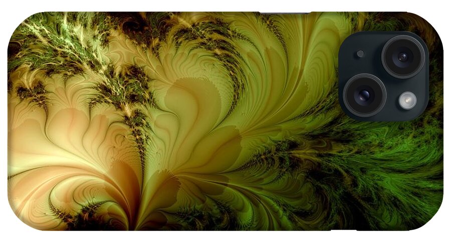 Feather iPhone Case featuring the digital art Feathery Fantasy by Casey Kotas