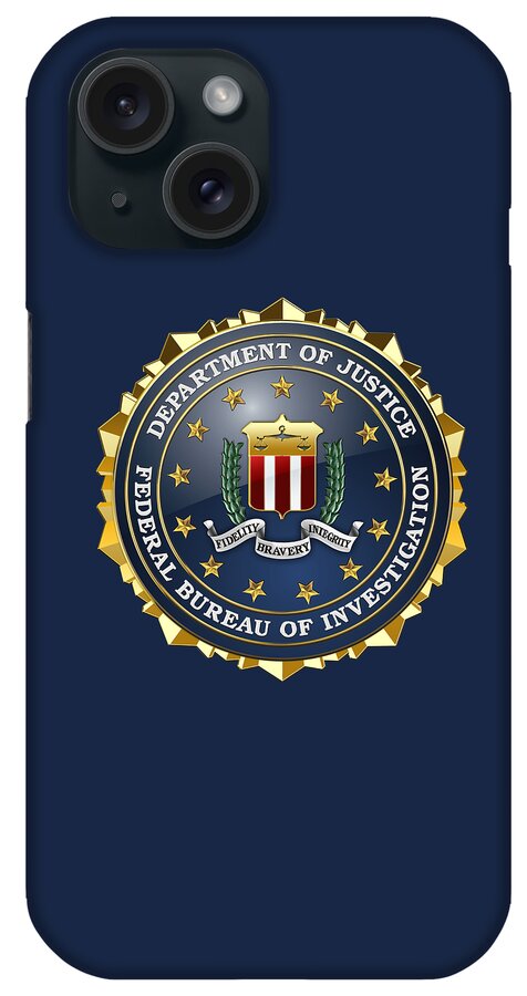 'military Insignia & Heraldry 3d' Collection By Serge Averbukh iPhone Case featuring the digital art Federal Bureau of Investigation - F B I Emblem on Blue Velvet by Serge Averbukh