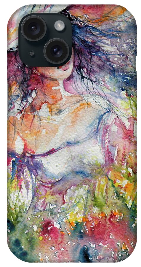 Girl iPhone Case featuring the painting Feeling in the garden by Kovacs Anna Brigitta