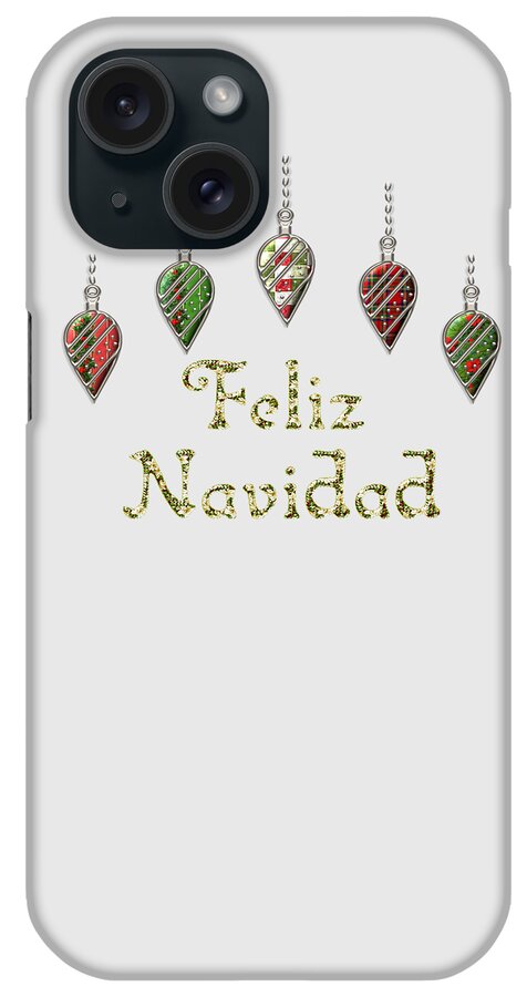 Red iPhone Case featuring the digital art Feliz Navidad Spanish Merry Christmas by Movie Poster Prints