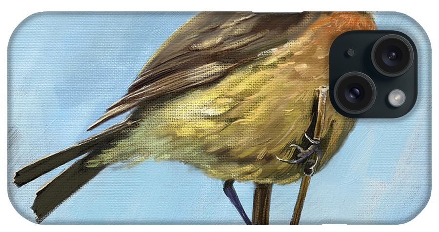 Stonechat iPhone Case featuring the painting Female Stonechat by Arie Van der Wijst