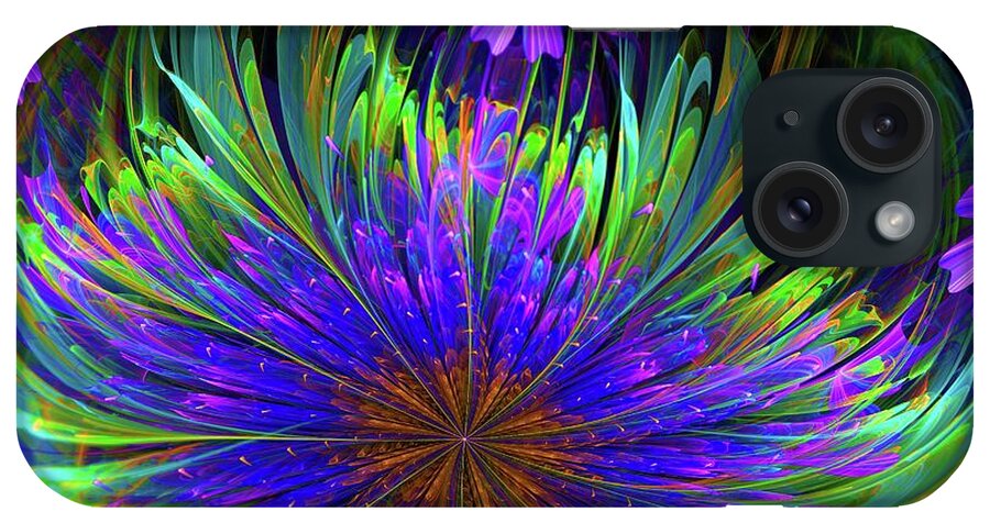 Deep iPhone Case featuring the digital art Festive tropical flower by Lilia S