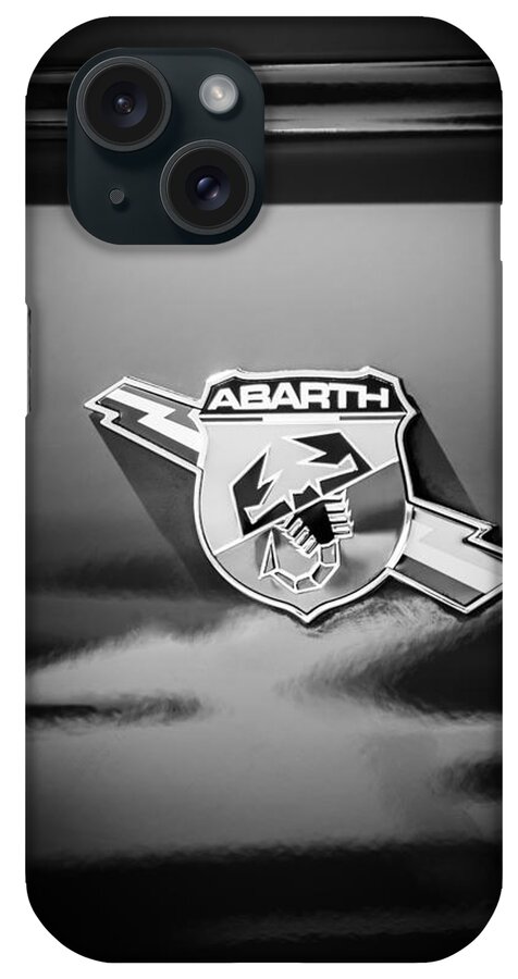 Fiat Abarth Emblem iPhone Case featuring the photograph Fiat Abarth Emblem -ck1611bw by Jill Reger