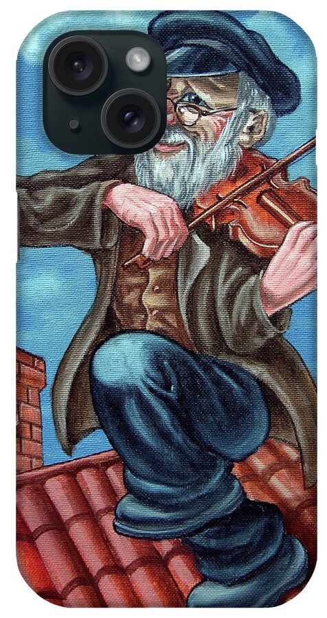Violinist iPhone Case featuring the painting Fiddler on the Roof. op2608 by Victor Molev